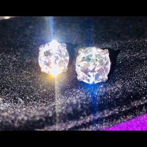 64.) New Diamond Stud Earrings in Sterling Silver